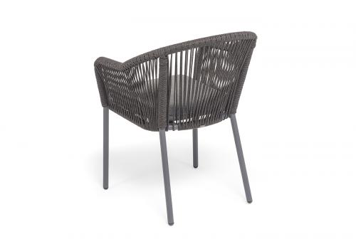  "Лион" стул плетеный из роупа, каркас из стали темно-серый (RAL7024) муар, роуп темно-серый круглый, ткань темно-серая 027, фото 5 
