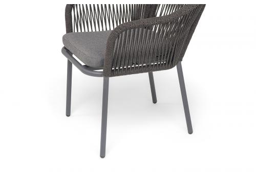  "Лион" стул плетеный из роупа, каркас из стали темно-серый (RAL7024) муар, роуп темно-серый круглый, ткань темно-серая 027, фото 6 