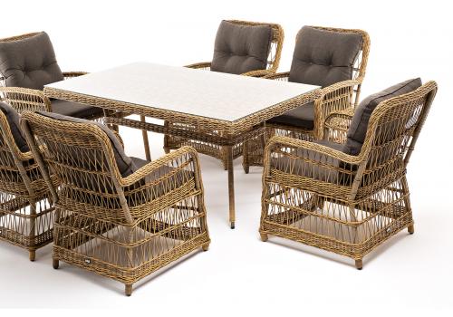  "Цесена" обеденная группа плетеная из искусственного ротанга, цвет соломенный, фото 44 