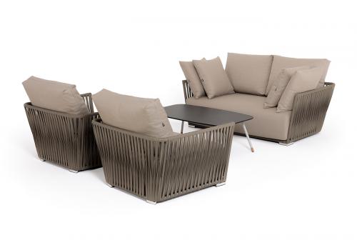  "Форли" лаунж-зона 4-местная плетеная из роупа (веревки), каркас алюминиевый светло-серый, роуп серо-коричневый, фото 35 