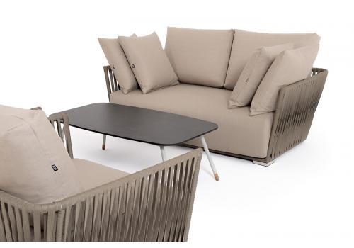  "Форли" лаунж-зона 4-местная плетеная из роупа (веревки), каркас алюминиевый светло-серый, роуп серо-коричневый, фото 39 