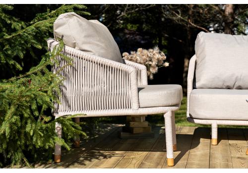  "Верона" лаунж-зона 5-местная плетеная из роупа (веревки), каркас алюминиевый белый, роуп бежевый, фото 7 