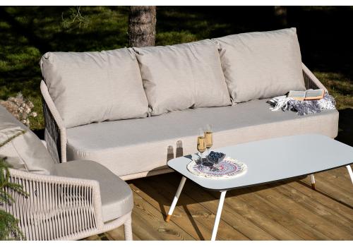  "Верона" лаунж-зона 5-местная плетеная из роупа (веревки), каркас алюминиевый белый, роуп бежевый, фото 13 