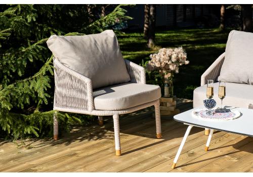  "Верона" лаунж-зона 5-местная плетеная из роупа (веревки), каркас алюминиевый белый, роуп бежевый, фото 16 