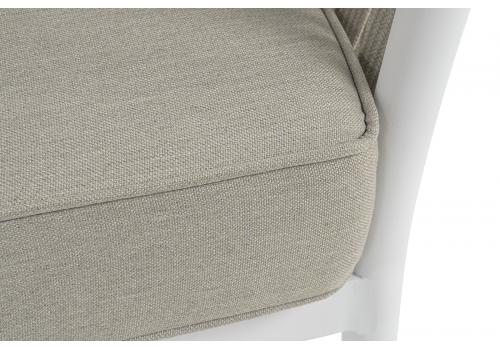  "Касабланка" диван 3-местный плетеный из роупа, каркас алюминий белый муар, роуп бежевый 20мм, ткань бежевая 052, фото 6 