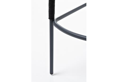  "Марсель" стул барный плетеный из роупа, каркас из стали темно-серый (RAL7024) муар, роуп темно-серый круглый, ткань темно-серая 027, фото 8 