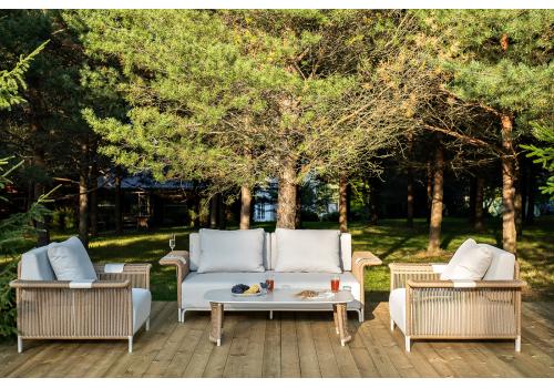  "Мальдивы" лаунж-зона из искусственного ротанга, цвет соломенный, фото 1 