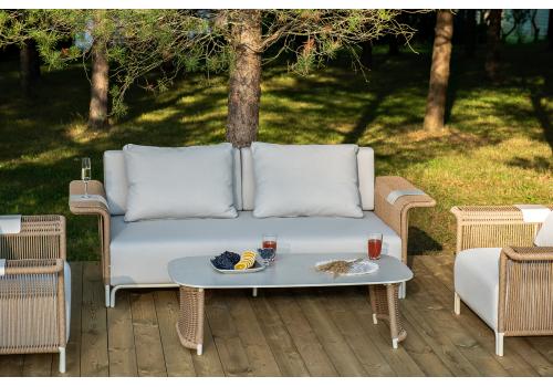  "Мальдивы" лаунж-зона из искусственного ротанга, цвет соломенный, фото 3 