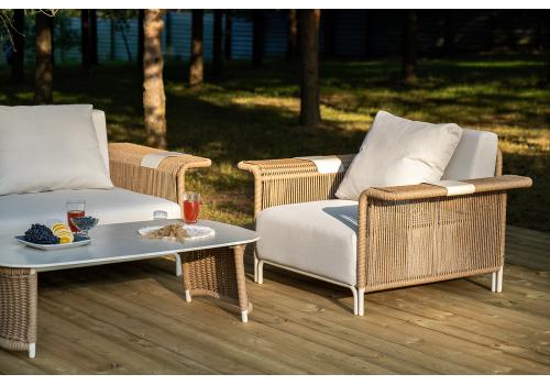  "Мальдивы" лаунж-зона из искусственного ротанга, цвет соломенный, фото 4 