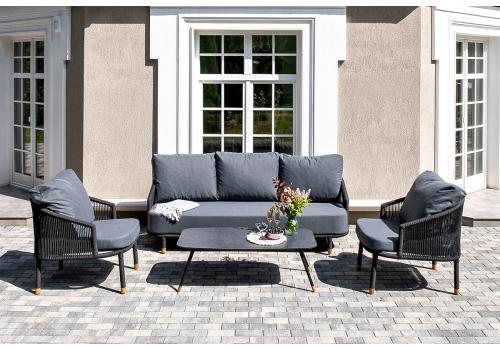  "Верона" лаунж-зона 5-местная плетеная из роупа (веревки), каркас алюминиевый темно-серый, роуп темно-серый, фото 1 