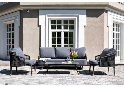  "Верона" лаунж-зона 5-местная плетеная из роупа (веревки), каркас алюминиевый темно-серый, роуп темно-серый, фото 2 