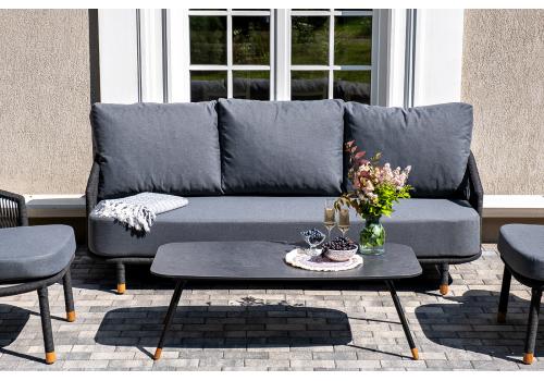  "Верона" лаунж-зона 5-местная плетеная из роупа (веревки), каркас алюминиевый темно-серый, роуп темно-серый, фото 3 