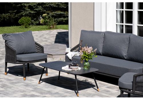  "Верона" лаунж-зона 5-местная плетеная из роупа (веревки), каркас алюминиевый темно-серый, роуп темно-серый, фото 4 