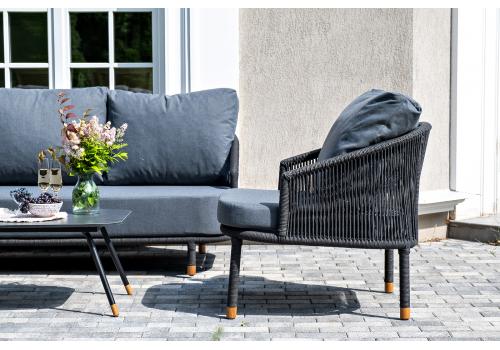  "Верона" лаунж-зона 5-местная плетеная из роупа (веревки), каркас алюминиевый темно-серый, роуп темно-серый, фото 5 