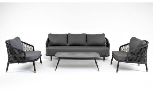  "Верона" лаунж-зона 5-местная плетеная из роупа (веревки), каркас алюминиевый темно-серый, роуп темно-серый, фото 14 