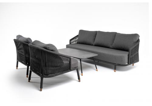  "Верона" лаунж-зона 5-местная плетеная из роупа (веревки), каркас алюминиевый темно-серый, роуп темно-серый, фото 16 