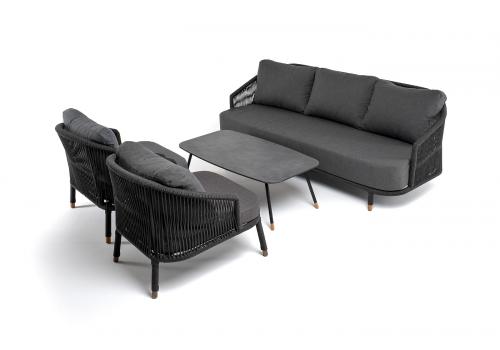  "Верона" лаунж-зона 5-местная плетеная из роупа (веревки), каркас алюминиевый темно-серый, роуп темно-серый, фото 17 