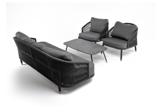  "Верона" лаунж-зона 5-местная плетеная из роупа (веревки), каркас алюминиевый темно-серый, роуп темно-серый, фото 18 