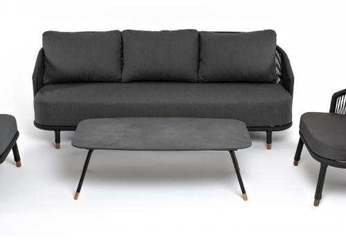  "Верона" лаунж-зона 5-местная плетеная из роупа (веревки), каркас алюминиевый темно-серый, роуп темно-серый, фото 20 