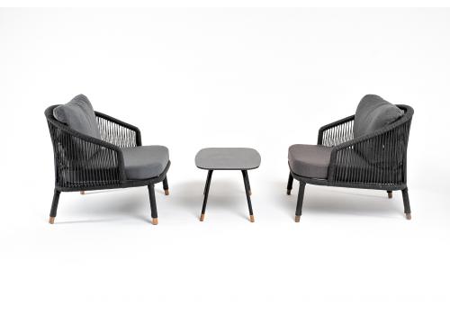  "Верона" лаунж-зона 5-местная плетеная из роупа (веревки), каркас алюминиевый темно-серый, роуп темно-серый, фото 21 