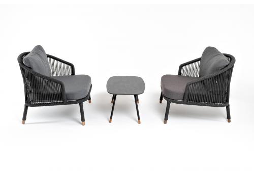  "Верона" лаунж-зона 5-местная плетеная из роупа (веревки), каркас алюминиевый темно-серый, роуп темно-серый, фото 22 