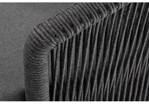  "Верона" диван 3-местный плетеный из роупа, каркас алюминий темно-серый (RAL7024) муар, роуп темно-серый круглый, ткань темно-серая 027, фото 4 