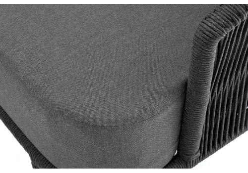  "Верона" диван 3-местный плетеный из роупа, каркас алюминий темно-серый (RAL7024) муар, роуп темно-серый круглый, ткань темно-серая 027, фото 6 