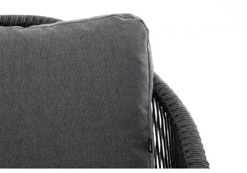  "Верона" диван 3-местный плетеный из роупа, каркас алюминий темно-серый (RAL7024) муар, роуп темно-серый круглый, ткань темно-серая 027, фото 7 