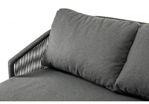  "Верона" диван 3-местный плетеный из роупа, каркас алюминий темно-серый (RAL7024) муар, роуп темно-серый круглый, ткань темно-серая 027, фото 8 