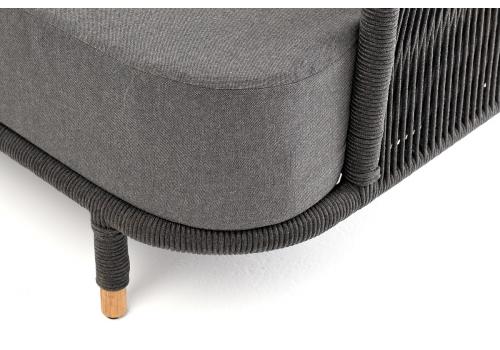  "Верона" диван 3-местный плетеный из роупа, каркас алюминий темно-серый (RAL7024) муар, роуп темно-серый круглый, ткань темно-серая 027, фото 9 