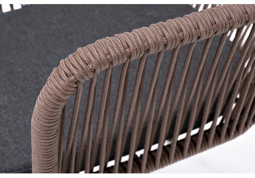  "Лион" стул плетеный из роупа, каркас из стали коричневый (RAL8016) муар, роуп коричневый круглый, ткань бежевая, фото 4 