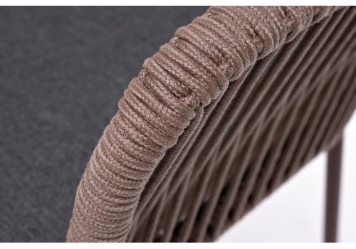  "Лион" стул плетеный из роупа, каркас из стали коричневый (RAL8016) муар, роуп коричневый круглый, ткань бежевая, фото 5 