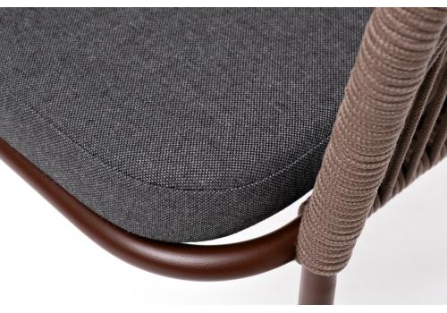  "Лион" стул плетеный из роупа, каркас из стали коричневый (RAL8016) муар, роуп коричневый круглый, ткань бежевая, фото 7 