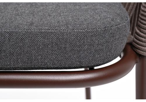  "Лион" стул плетеный из роупа, каркас из стали коричневый (RAL8016) муар, роуп коричневый круглый, ткань бежевая, фото 8 