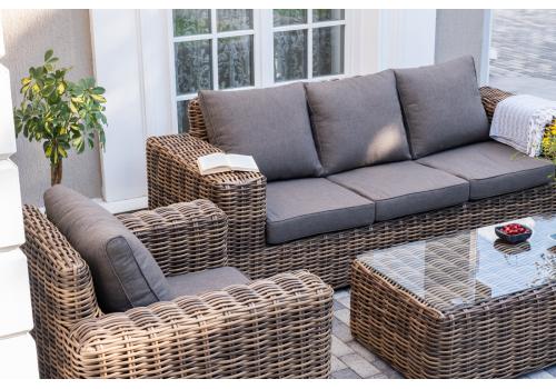  "Палермо" лаунж-зона из искусственного ротанга, цвет соломенный, фото 5 