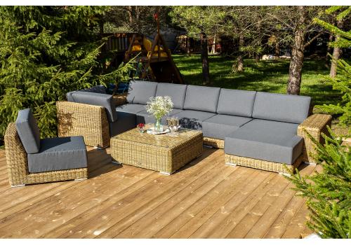  "Капри" трансформирующаяся лаунж-зона из искусственного ротанга, цвет соломенный, фото 3 