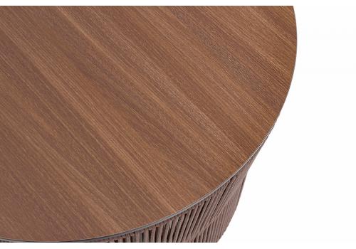  "Авиньон" журнальный стол из HPL круглый Ø70 H55, каркас из алюминия коричневый (RAL8016) муар, цвет "дуб", роуп коричневый круглый, фото 2 