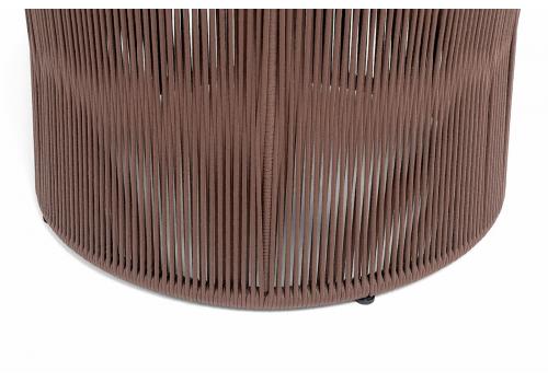  "Авиньон" журнальный стол из HPL круглый Ø70 H55, каркас из алюминия коричневый (RAL8016) муар, цвет "дуб", роуп коричневый круглый, фото 4 