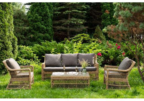  "Гранд Латте" лаунж-зона из искусственного ротанга, цвет соломенный, фото 3 