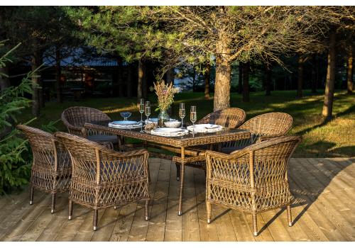  "Амароне" обеденная группа из искусственного ротанга на 6 персон, цвет коричневый, фото 3 