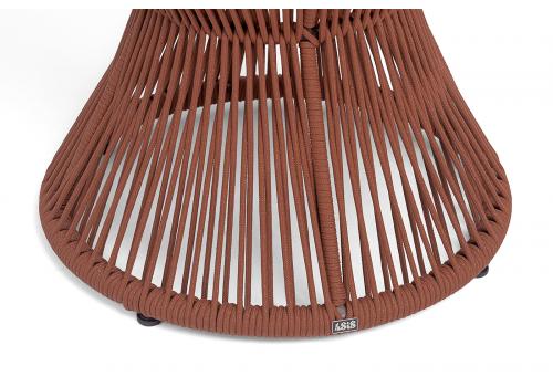  "Мадрид" журнальный стол из HPL круглый Ø50 H55, каркас из алюминия коричневый (RAL8016) муар, цвет "дуб", роуп красный (8372) круглый tex, фото 4 