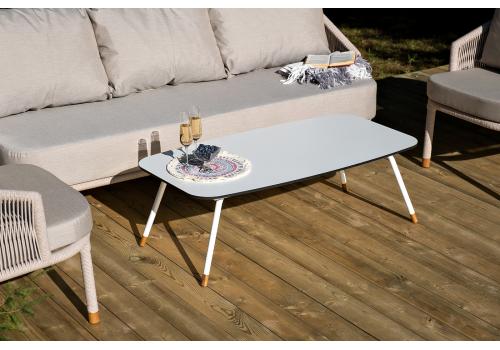  "Верона" лаунж-зона 5-местная плетеная из роупа (веревки), каркас алюминиевый белый, роуп бежевый, фото 21 