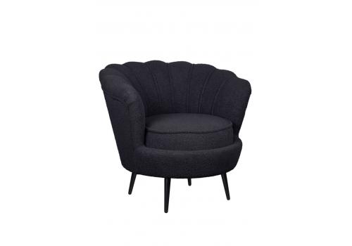 Низкое кресло ракушка Pearl Black Boucle на черных ножках, фото 2 