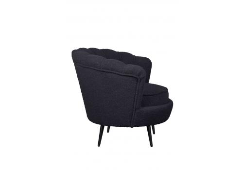  Низкое кресло ракушка Pearl Black Boucle на черных ножках, фото 3 