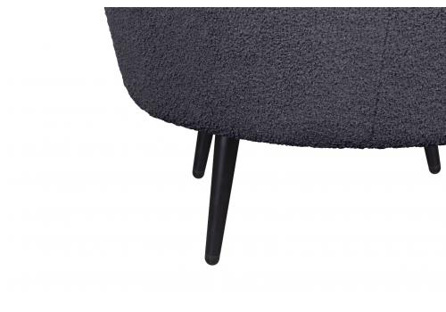  Низкое кресло ракушка Pearl Black Boucle на черных ножках, фото 7 