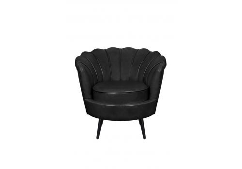  Низкое кресло ракушка Pearl Black V2 на черных ножках, фото 1 