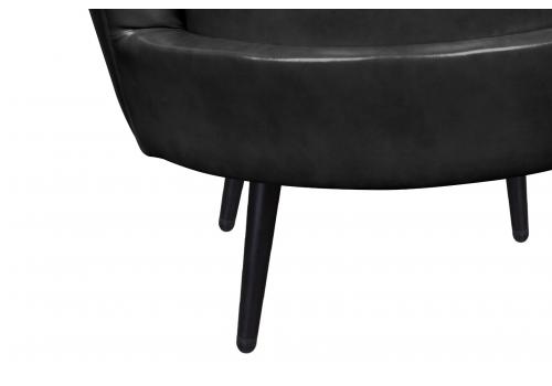  Низкое кресло ракушка Pearl Black V2 на черных ножках, фото 7 