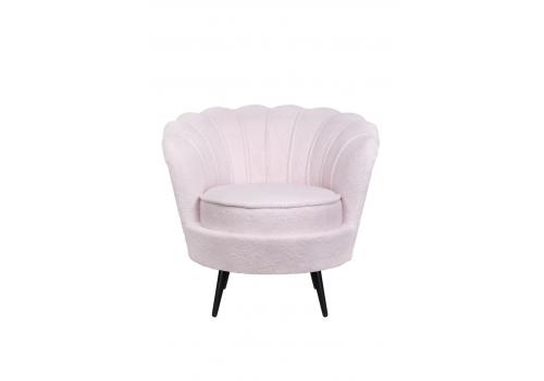  Низкое кресло ракушка Pearl Pink Boucle на черных ножках, фото 1 