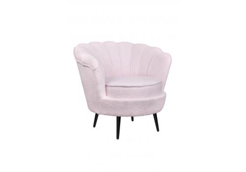  Низкое кресло ракушка Pearl Pink Boucle на черных ножках, фото 2 