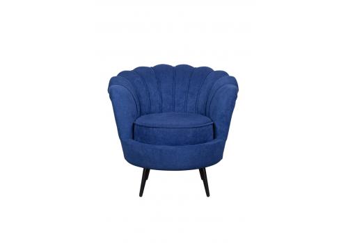 Низкое кресло ракушка Pearl синий на черных ножках, фото 1 